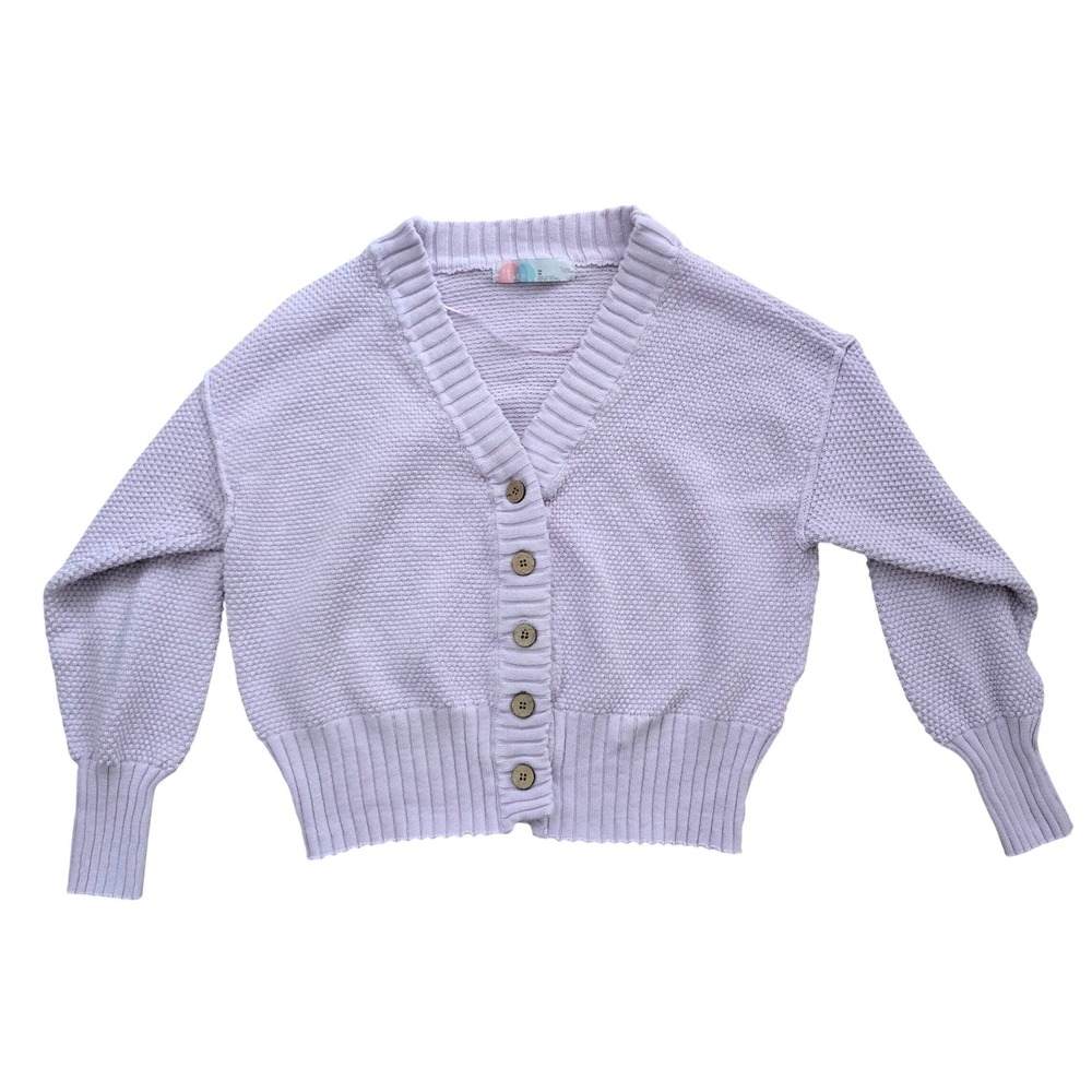 Free People Beach Chunky Knit Cardigan Womens XS Cropped Lavender Cotton